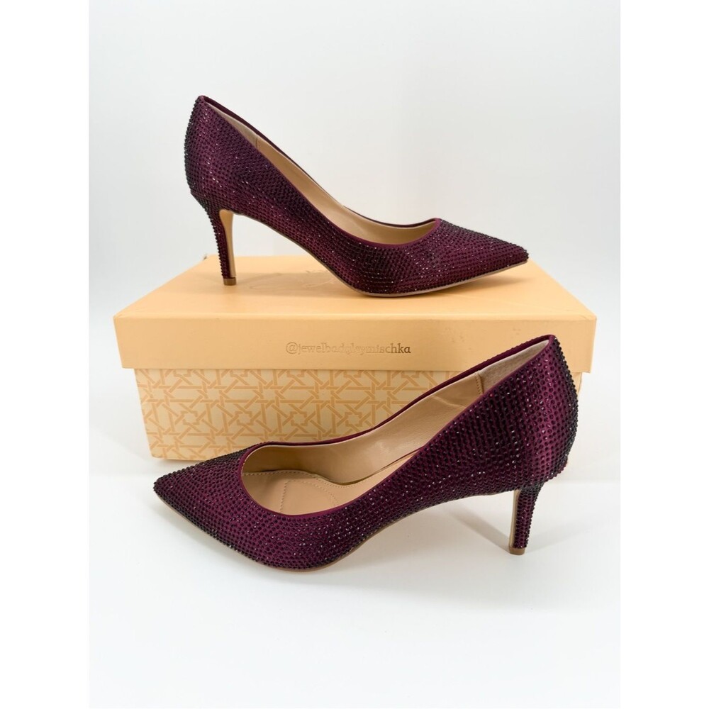 Jewel Badgley Mischka Tyanna Crystal Pointed Toe Stiletto Pumps Bordeaux 6.5 NEW